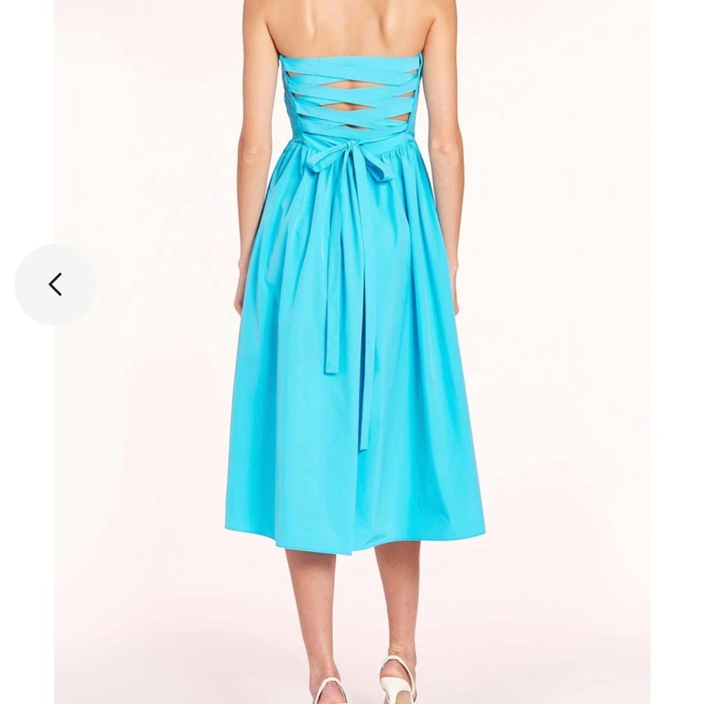 Amanda Uprichard Gaston Strapless Dress in Marina Blue Size Medium - Picture 2 of 11
